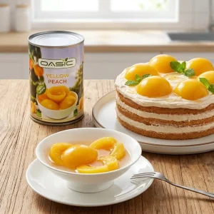 Canned Yellow Peach Halves in Light Syrup 425g BRC HALAL for Dessert and Bakery OEM