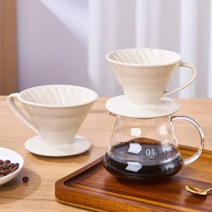 Ceramic V60 Coffee Dripper Pour Over Coffee Maker Cone Filter Holder 1 2 Cup for Manual Brewing Home