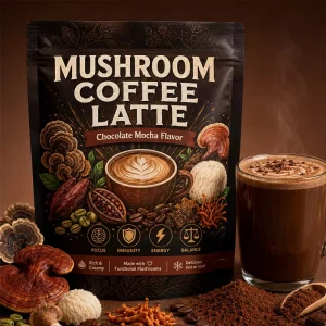 Chaga Reishi Lions Mane Cordyceps Chocolate Mocha Flavor Mushroom Coffee Latte