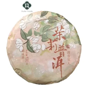 China 100g Jasmine Tea Flower Ferment Pu’er Cake Tea Compressed Brick Puer Tea