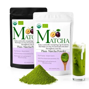 China Factory OEM Plum Flavour Matcha Tea Organic Green Tea Plum Blend Natural Sour Plum Matcha Powder