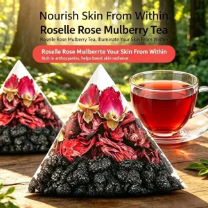 Cholesterol Support Tea Hibiscus Rose Mulberry for Heart Natural Lipid Balance Pyramid Tea Bags for Health 20 Bags