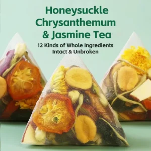 Chrysanthemum Honeysuckle Jasmine Herbal Tea Clear Heat Soothe Sore Throat Daily Detox Wellness Tea detox herbal tea