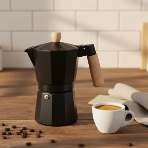 Classic High-end Metal Aluminum Moka Pot Espresso Coffee Maker Concentrated Extraction Wooden Handle
