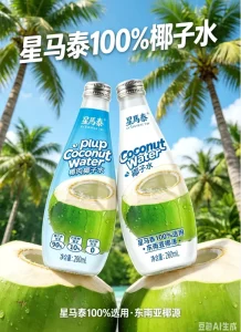 Coconut Water with Plup in Glass Bottle 290mL of 24 Beverage Factory