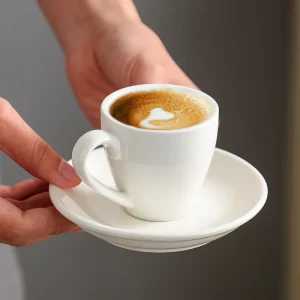 Coffee Accessories Barista 85mL White Espresso Cups with Saucers Porcelain Set Ceramic Coffee Cup