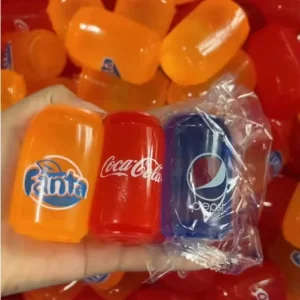 Cola Sprite Pepsi Fanta Malt Candy Flavored Plastic Stress Relief Squeeze Cubes in Boxed Packaging