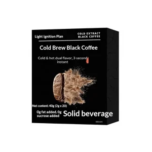Cold Brew Black Coffee Instant Coffee Powder Zero Fat Trans Fat Free American Style Sports Fitness Coffee Box 20 Bags OEM