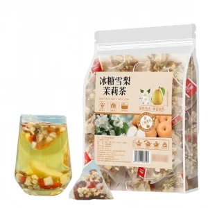Cold Brew Pear Jasmine Tea Bag Bulk Iced Herbal Fruit Tea Summer Refreshing Drink Throat Soothing Sweet Tea OEM