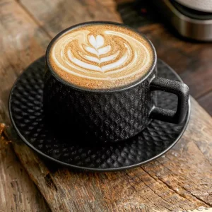 Commercial Ceramic Coffee Cup Set Rock Stone Patterned Light Luxury Retro Design Latte Art Cups Saucers Printable Logo