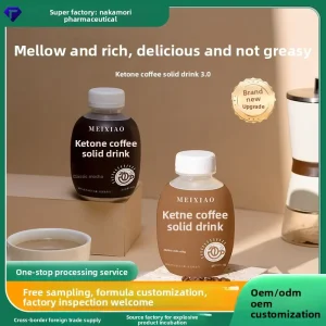 Cross border OEM Customized Sugar Free Ketogenic Coffee Powder 3 in 1 Solid Drink Satiety Light Meal Replacement Black Bottle