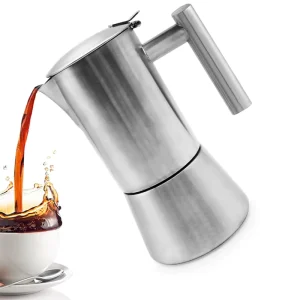Custom Italian Style 2/4/6/10 Cup Coffee Maker Espresso Mocha Pot Silver 304 Stainless Steel Stovetop Moka Pot