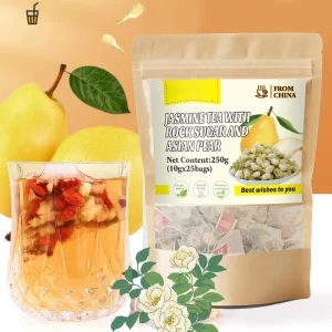 Custom Jasmine Tea with Rock Sugar and Asian Pear Natural Refreshing Fruit Floral Tea Healthy Sweet Taste Bagged Tea