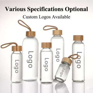 Custom Logo 350ml 500ml 1000ml Borosilicate Glass Water Bottle with Screw Cap Refillable Clear Beverage Bottle for Supplements