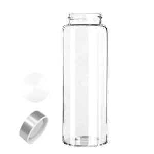 Custom Logo 600ml 750ml 1000ml Reusable High Borosilicate Glass Sports Water Bottle Stainless Steel Lid High Temperature