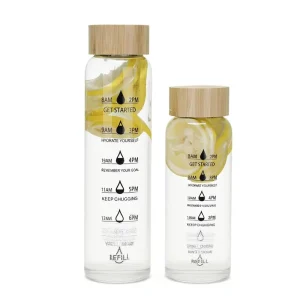 Custom Logo BPA Free Single Wall Leak Proof Glass Fitness Workout Protein Shaker Water Bottle with Bamboo Lid for Hydration