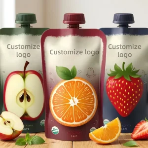 Custom Logo Beverage Spout Bag Matte Gradient Squeeze Pouch for Fruit Juice Puree Portable Liquid Drinks