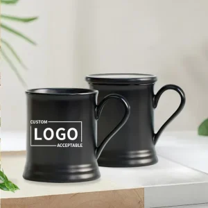 Custom Logo Large Capacity Black Ceramic Mug Premium British Style Coffee Milk Mug for Gift Use
