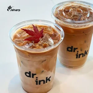 Custom Logo PET 98mm Clear Disposable Plastic Cups with Lids for Cold Iced Coffee