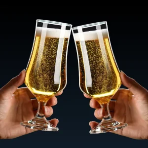 Custom Logo Short-Stem Goblet Glass Champagne Clear Crystal Wine Glass Tulip Beer Steins Mug for Bar