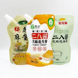 Custom Plastic Packaging for Peanut Butter Fruit Puree Jam Soy Chili Sauce Tomato Paste Sachets Squeeze Bag Refill Spout Pouch