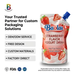 Custom Printed 150ml 300ml Juice Jelly Stand up Spout Pouch Plastic Yogurt Drink Packaging Bag