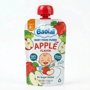 Custom Printed 90g 120g Baby Food Spout Pouch Juice Liquid Beverage Jelly Yogurt Packaging Bag with Apple Cap