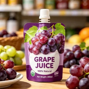 Custom Printed BPA Free Liquid Packaging Food Grade Fruit Grape Juice Spout Pouch 200ml Beverage Kid Juice Bag