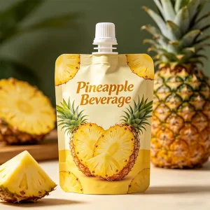 Custom Printed Food Grade Plastic Drink Beverage Stand up Spout Pouch Pineapple Juice Packing Bag