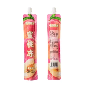 Custom Printed Food Grade Plastic Spout Pouch for Peach Flavor Jelly Packaging
