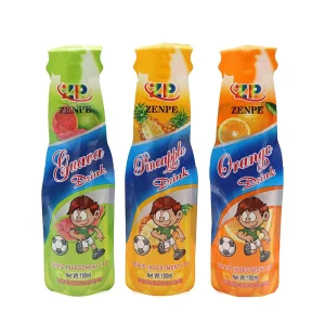 Custom Printed Heat Seal Moisture Proof Food Grade PET PE Stand Up Plastic Bottle Shaped Kids Juice Packaging Bag