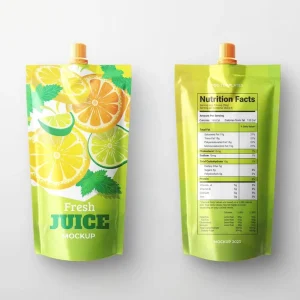 Custom Printed logo 500ml Food Grade Packaging Fruit Spout Juice Pouches Liquid Stand up Spout Pouch for Drink with Straw