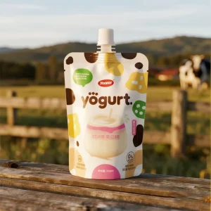 Custom Printing Food Grade Reusable Beverage Yogurt Milk Juice 50ml 250ml Milk Yogurt Food Grade Plastic Packing Spout Pouch