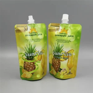 Custom Printing Pineapple Juice Spout Pouch for 200ml 250ml 300ml Pineapple Juice Drink Bag