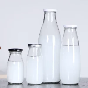 Custom Recyclable Food Grade Bottle Glass for Milk Products Vintage Milk Beverage Bottle with Cap