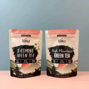 Custom Stand up Pouch Jasmine Green Tea Bags Slimming Empty Tea Sachet MOQ 100pcs