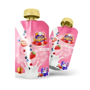 Custom Stand up Refillable Doypack Spout Liquid Fruit Yogurt Packaging Pla Biodegradable Reusable Baby Food Spout Yogurt Pouch