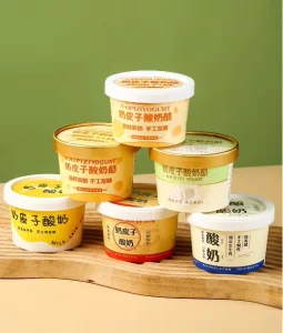 Custom Thickened Disposable Yogurt Paper Cup Waterproof Offset Ice Cream Spoon Single Wall Double PE Film Coated Material