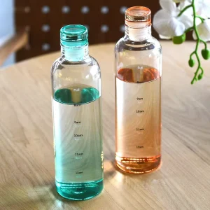 Customizable Logo Crystal Custom Bisphenol A Free Large Capacity 500ml High Boron Glass Water Bottle with Time Scale