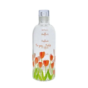 Customizable YS Brand High Borosilicate Glass Water Milk Bottle 350/500/750ml Push Button Cap Portable Modern Design