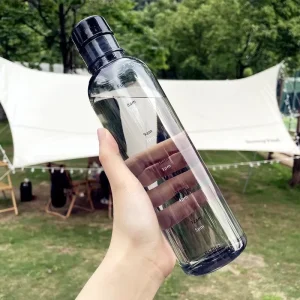 Customized 500ml 750ml High Borosilicate Glass Premium Water Bottle with Black Sleeve
