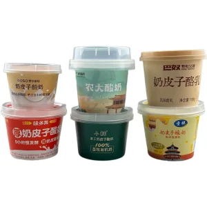 Customized Logo Disposable PP Plastic Milk Tea Yogurt Cup Lid Frosted Transparent Aluminum Foil Sealing Film Single Wall ISO9001