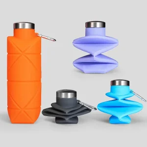 Diamond Folding Silicone Water Cup Portable Outdoor Sports Drinkware with Custom Logo Printing