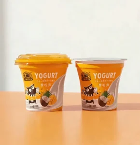 Disposable PP Thermoformed Yogurt Cup with Aluminum Foil Seal Food Pack Yoghurt Containers Plastic Yogurt with Custom Printing