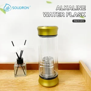 Double Wall Glass Alkaline Hydrogen Water Bottle Negative Ion Far Infrared Mineral Filter Portable Leak Proof Drinking Cup