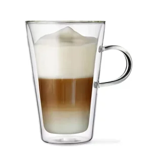 Double Wall Glass Cup With Handle for Mocha Macchiato Coffee