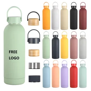 Drink Bottle Vacuum Insulated Black Metal Flask Bottle 500ml Stainless Steel Water Bottle with Custom Logo
