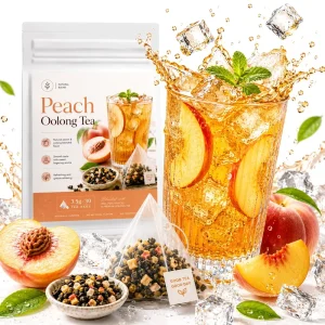 Eco friendly Natural Flavor Refreshing Hydration Summer Hydration Bubble Tea Base Iced Cold Brew White Peach Fruit Oolong Tea