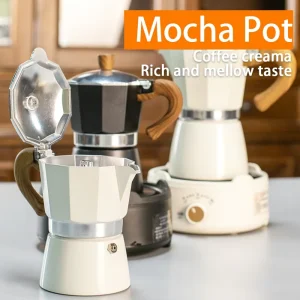Espresso Mocha Pot Set Italian Style Aluminium Electric Coffee Brewing Pot for Office and Household Use