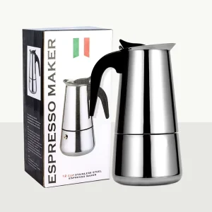 European Mocha Coffee Pot Stainless Steel Outdoor Portable Coffee Maker Metal Construction